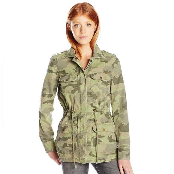 Billabong women’s Medium Green Camo Utility Jacket Military Camouflage Cotton M - Picture 1 of 6